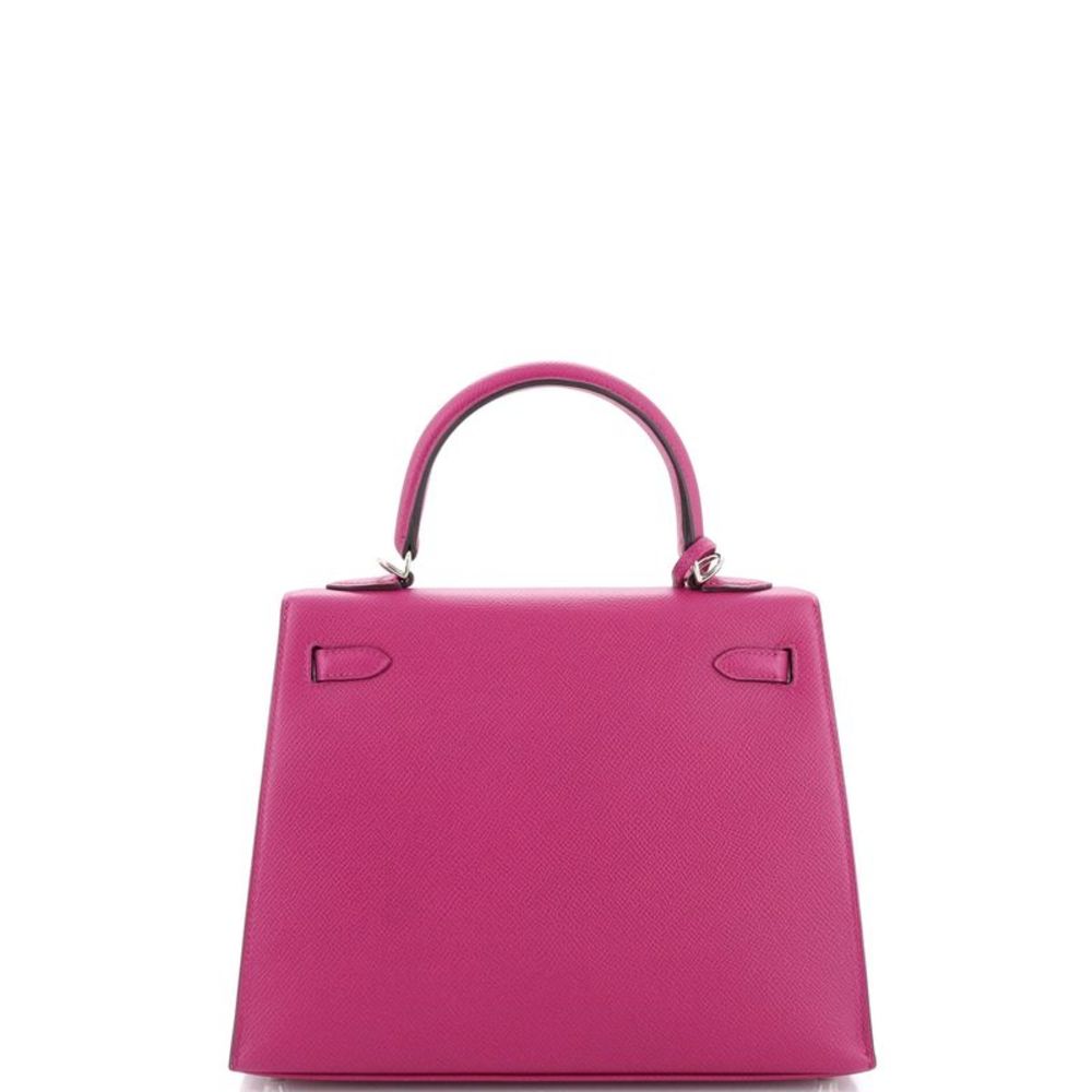 Hermes Kelly Handbag Rose Pourpre Epsom with Palladium Hardware 25 Pink - Picture 4 of 8